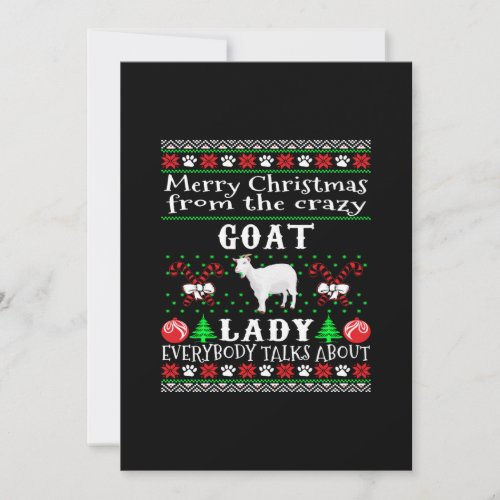 Merry Christmas Goat Lady Ugly Gift Holiday Card
