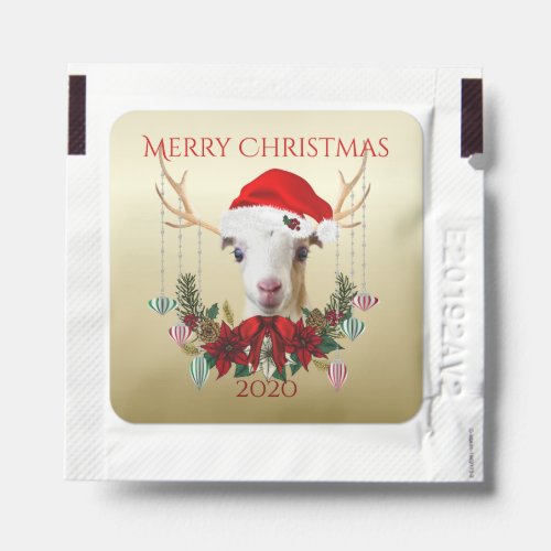 Merry Christmas Goat LaMancha Reindeer Hand Sanitizer Packet