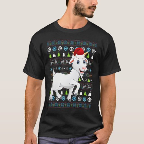 Merry Christmas Goat Ugly Sweater Santa Claus Xmas