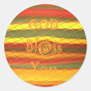 Merry Christmas God Bless You Colors Design Classic Round Sticker