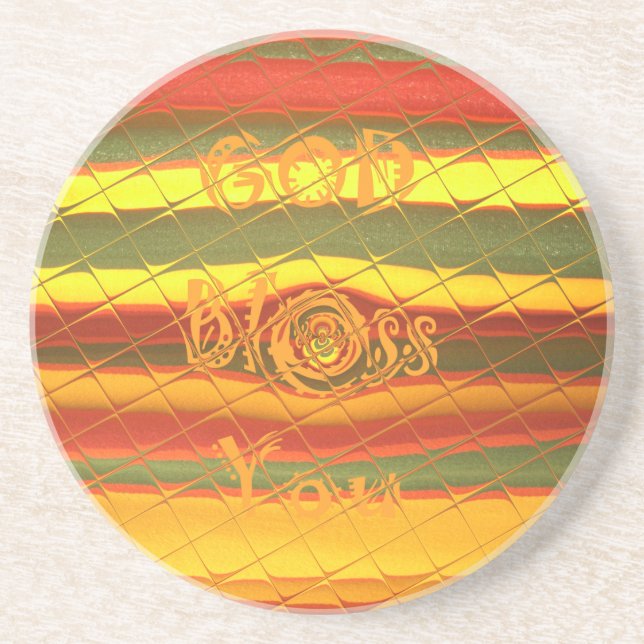 Merry Christmas God Bless You Colors Design Coaster (Front)