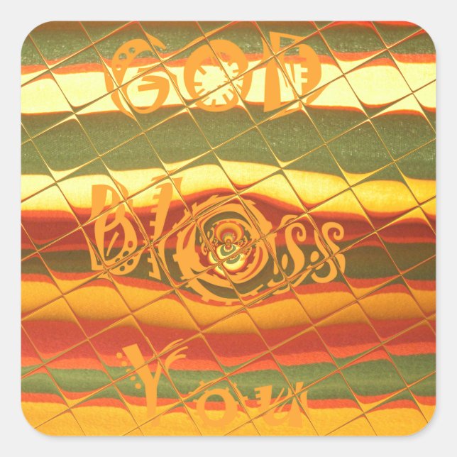 Merry Christmas God Bless You Colors Design Square Sticker (Front)