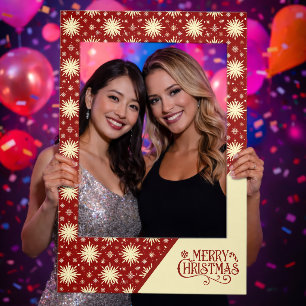 Merry Christmas Gold and Red Selfie Frame