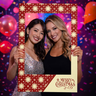 Merry Christmas Gold and Red Selfie Frame