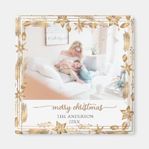 Merry Christmas Gold Arch Elegant Photo Magnet