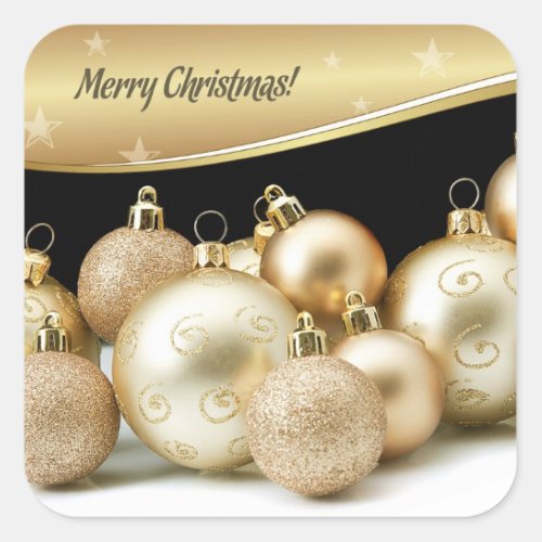 Merry Christmas Gold Balls Gift Stickers