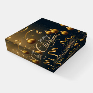 Merry Christmas Gold Black Streamers Balls Paperweight