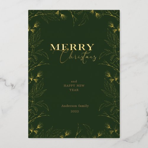 Merry Christmas gold calligraphy photo Foil Invita Foil Invitation