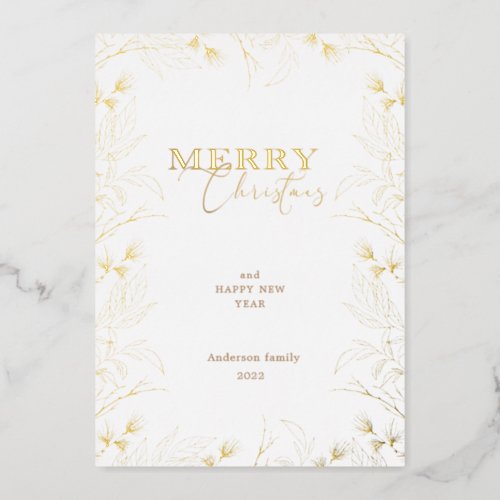 Merry Christmas gold calligraphy photo Foil Invitation