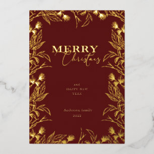 Merry Christmas gold calligraphy photo Foil Invitation