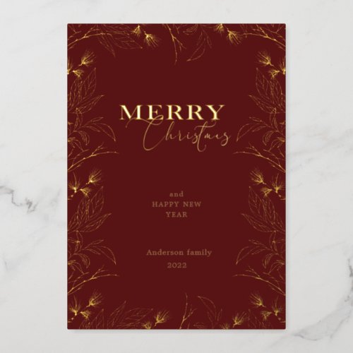 Merry Christmas gold calligraphy photo Foil Invitation