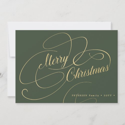 Merry Christmas gold calligraphy script elegant Holiday Card