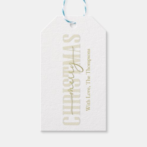 Merry Christmas Gold Calligraphy Script  Gift Tags