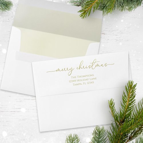 Merry Christmas Gold Calligraphy Script Simple  Envelope