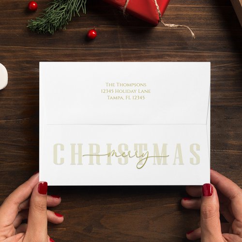 Merry Christmas Gold Calligraphy Script Simple  Envelope