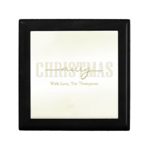 Merry Christmas Gold Calligraphy Typography Simple Gift Box