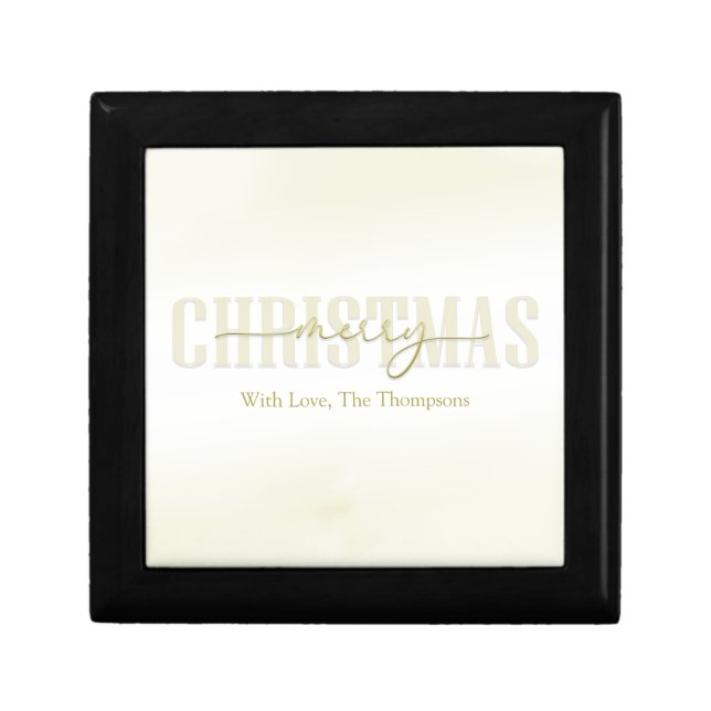 Merry Christmas Gold Calligraphy Typography Simple Gift Box (Front)