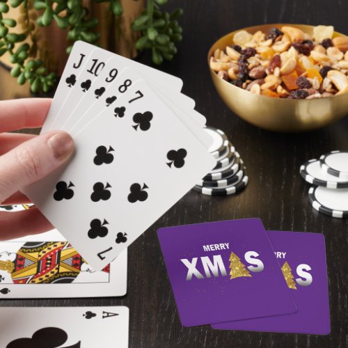 Merry Christmas Gold Christmas Tree Design Poker Cards