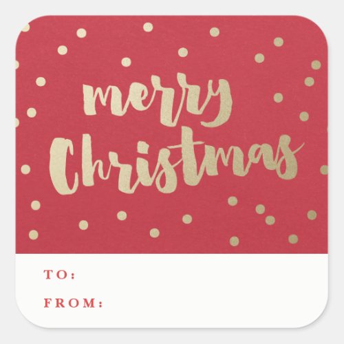 Merry Christmas Gold Confetti  Square Sticker