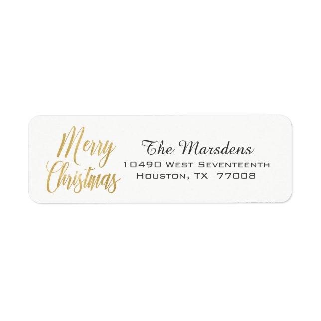 Merry Christmas Gold Custom Return Label (Front)
