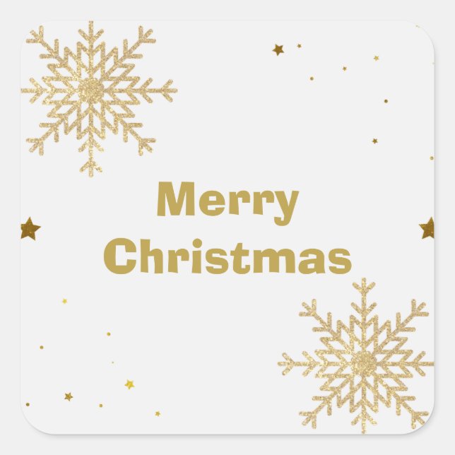Merry Christmas Gold CUSTOMIZABLE Square Sticker (Front)