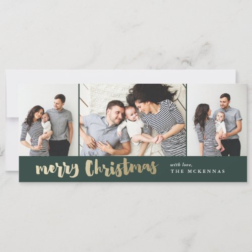 Merry Christmas gold faux foil photo card