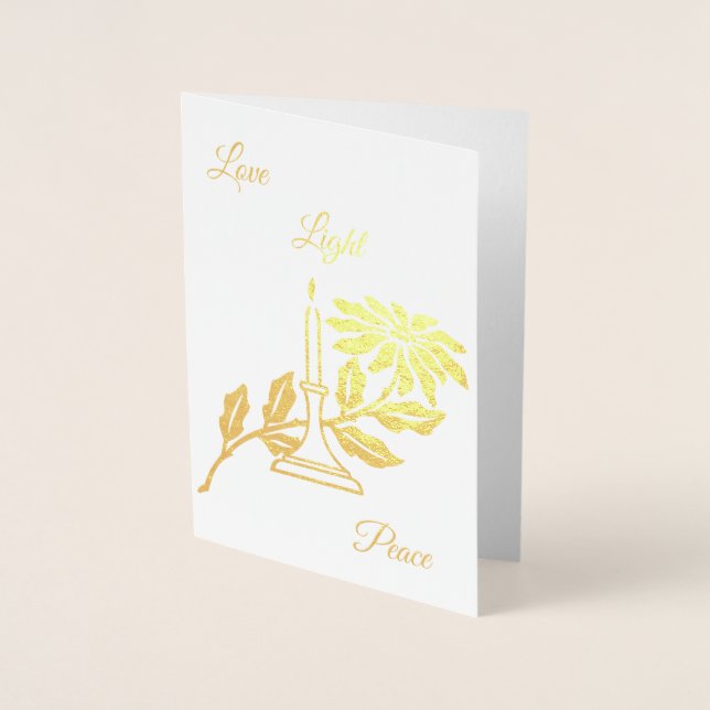 Merry Christmas Gold Foil Candlelight Card (Front)