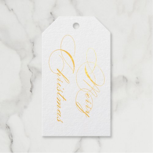 Merry Christmas Gold Foil Gift Tags