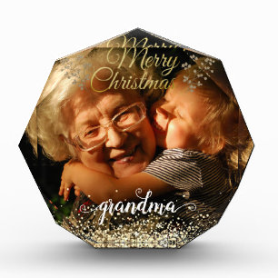 Merry Christmas Gold For Grandma Acrylic Award