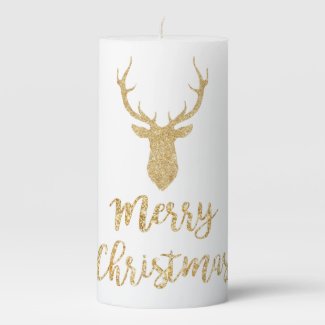 Merry Christmas - Gold Glitter Christmas Deer