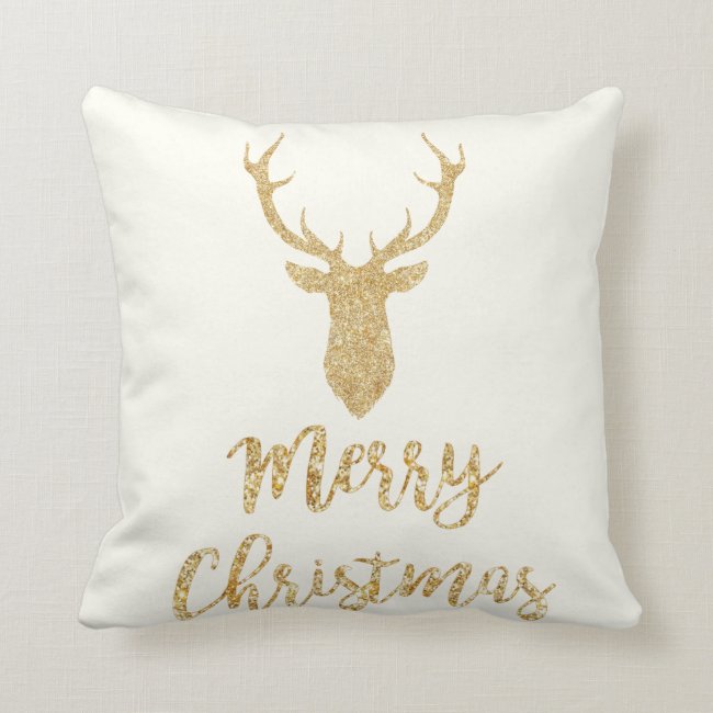 Merry Christmas - Gold Glitter Christmas Deer
