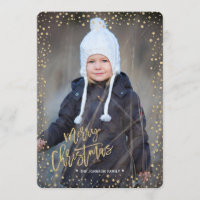 Merry Christmas | Gold | Glitter Dots | Photo Card