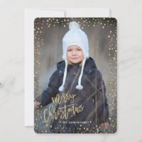 Merry Christmas | Gold | Glitter Dots | Photo Card