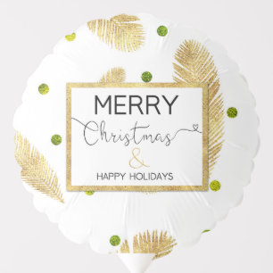 Merry Christmas Gold Glitter Fir Branches Script Balloon