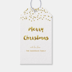 Merry Christmas gold glitter gift tags