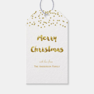 Merry Christmas gold glitter gift tags