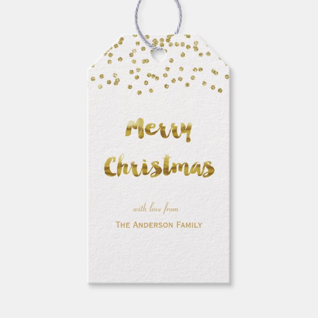 Merry Christmas Gold Glitter Gift Tags
