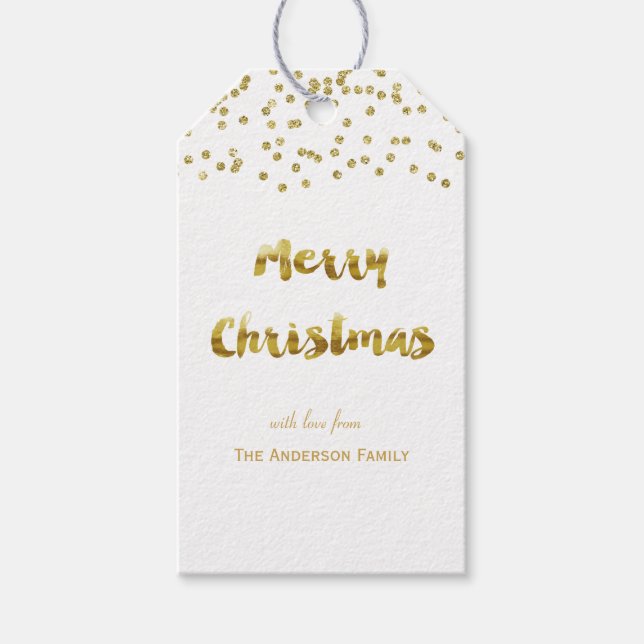 Merry Christmas gold glitter gift tags (Front)