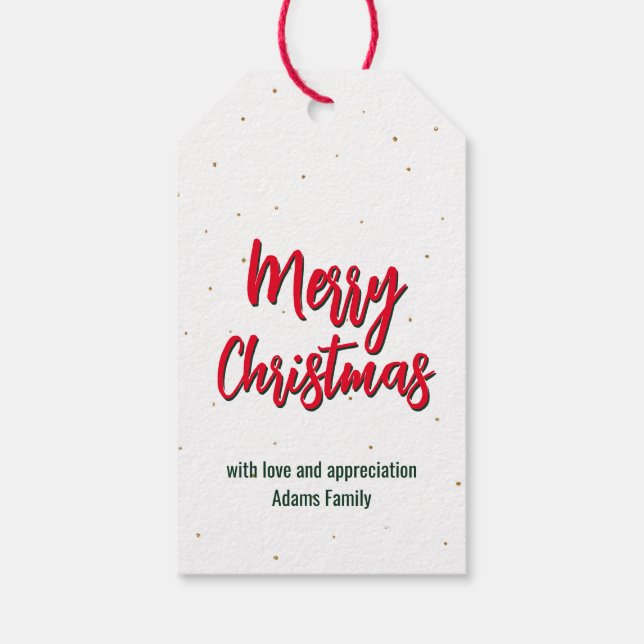 Merry Christmas gold glitter Gift Tags (Back)