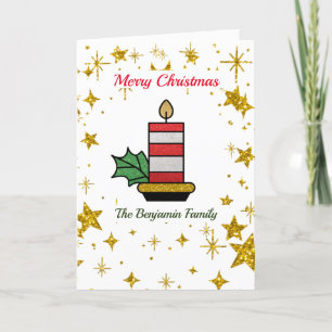Merry Christmas Gold Glitter Holiday Custom Card