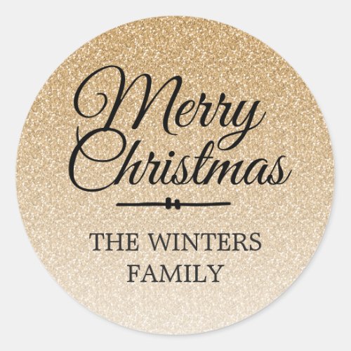 Merry Christmas Gold Glitter Ombre Envelope Seal