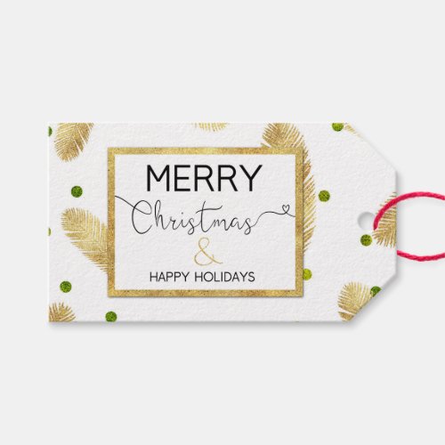 Merry Christmas Gold Glitter Script _ Gift Tag