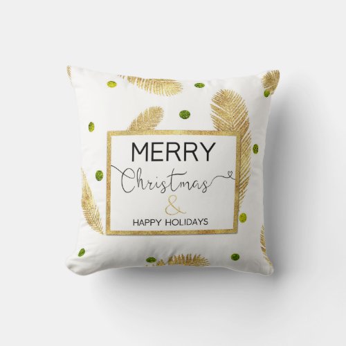 Merry Christmas Gold Glitter Script _ Pillow