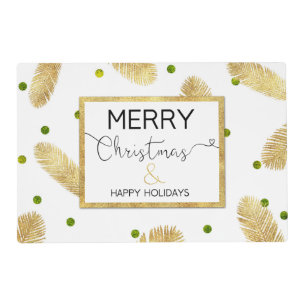 Merry Christmas Gold Glitter Script - Placemat