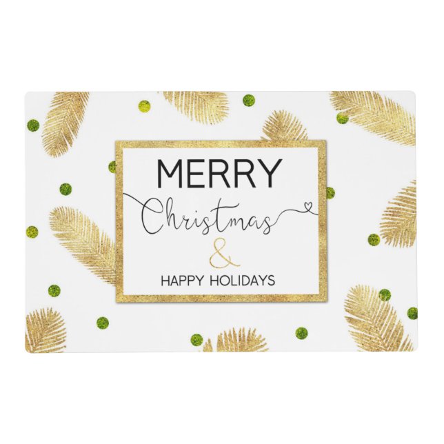 Merry Christmas Gold Glitter Script - Placemat (Front)