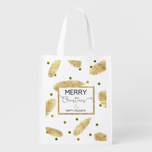 Merry Christmas Gold Glitter Script - Reusable Bag