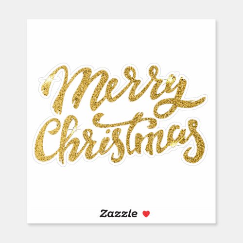 Merry Christmas Gold Glitter Sticker