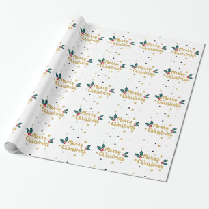 Merry Christmas Gold Glitter Text Design Wrapping Paper