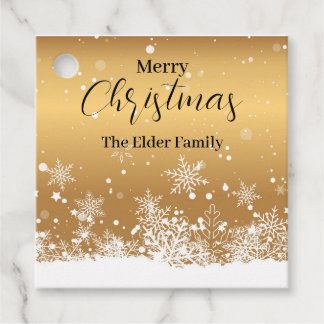 Merry Christmas gold holiday gift tag