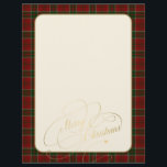 Merry Christmas gold script red green plaid frame Letterhead<br><div class="desc">Elegant stylish Merry Christmas faux gold classic calligraphy script rustic red and green plaid tartan framed holiday letterhead.</div>